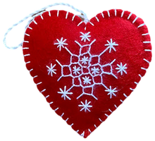 Heart-Shaped Felt Christmas Ornaments "Snowflake"