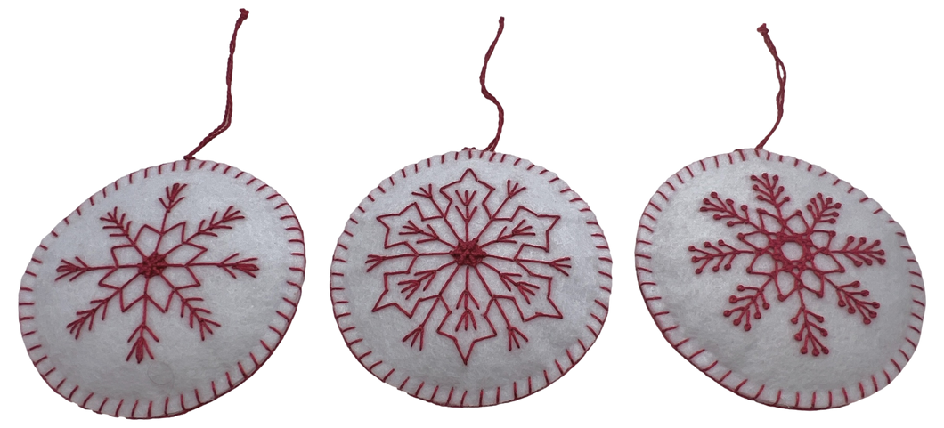 Round Felt Christmas Ornaments Snowflakes, For All Holidays