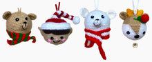 Crocheted Ornament Set "Elf, Fawn, Snowman, Bear"