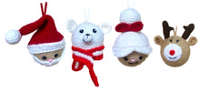 Crocheted Ornament Set "Santa Claus, Mrs. Claus, Reindeer, Polar Bear"