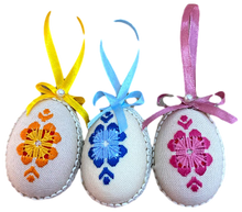 Embroidered Egg-Shaped Ornament Sets