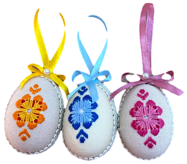 Embroidered Egg-Shaped Ornament Sets