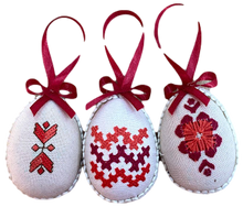 Embroidered Egg-Shaped Ornament Sets