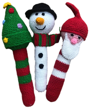 Crocheted Stick Rattles "Christmas Theme"