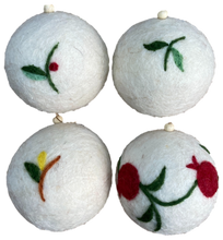 Wool Felt Round Ornament Set "Flowers & Pomegranates"